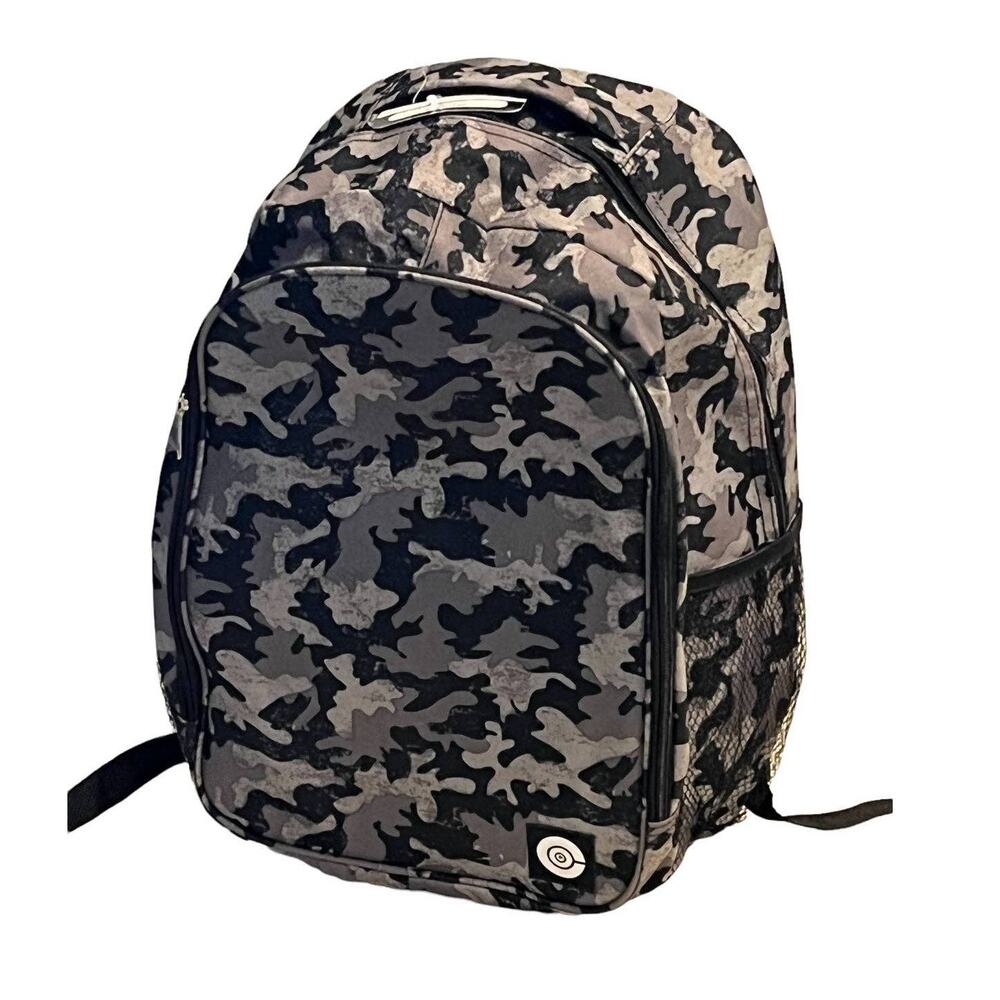 NEW 17” BACKPACK Zip Storage Mesh Side Pockets Gray Black Camo Sport Camp Travel